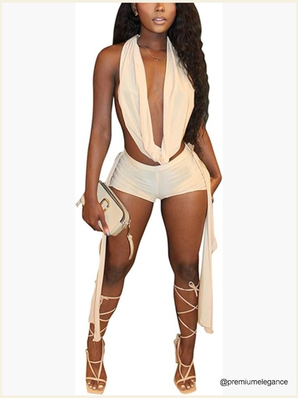 Sexy 2 Piece Short Set Halter Neck Backless Clubwear Night Out
